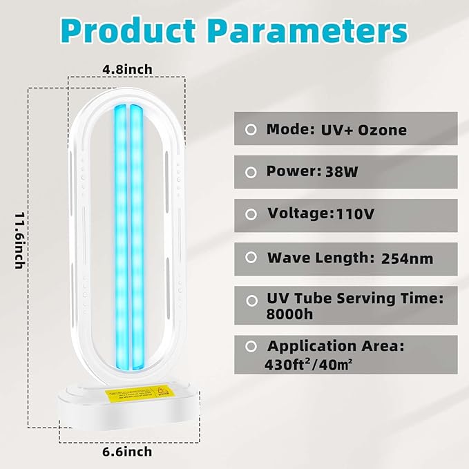 UV Light Sanitizer, 4-Speed Timing and Remote Control UVC Home Disinfection - Image 6