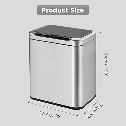 ELPHECO Stainless Steel Office Trash Can Motion Sensor Garbage Can Touchless - Image 3