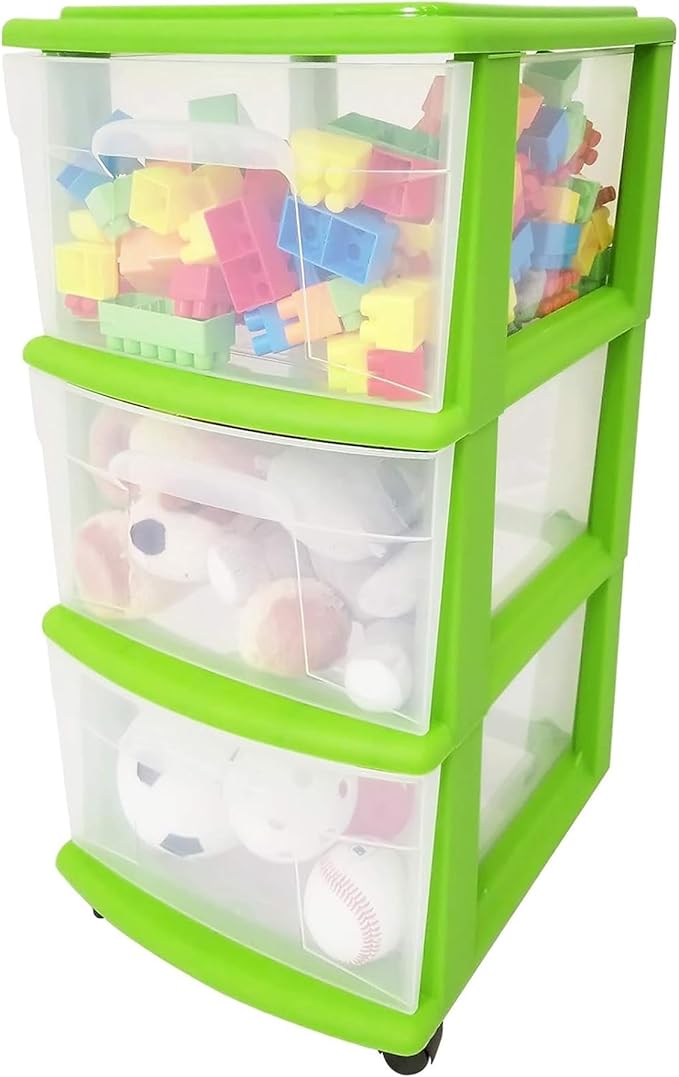 HOMZ 2-Pack Drawer Tower, 3-Tier Clear Plastic Storage Organizer Cart, Bold - Image 9