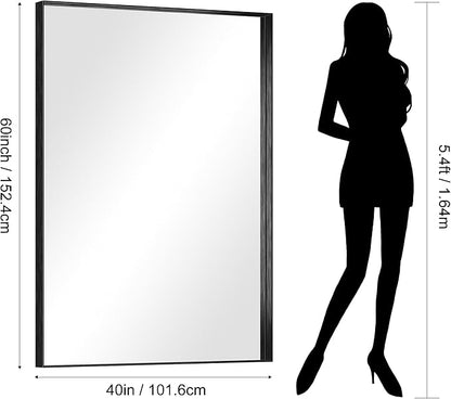 CIRCUMI Black Bathroom Mirror, Brushed Finish, Tempered Glass, Large Mirror - Image 7