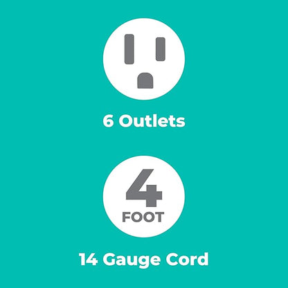 KMC 6-Outlet Surge Protector Power Strip 2-Pack, 900 Joules, 4-Foot Extension - Image 9