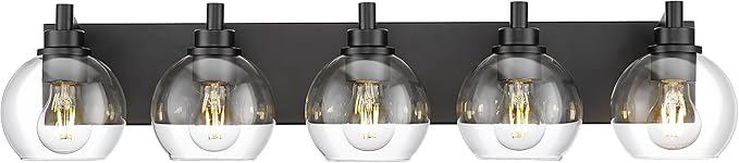 METWET Bathroom Light Fixtures, 5 Light Matte Black Vanity Light, 32 Inch by Metwet