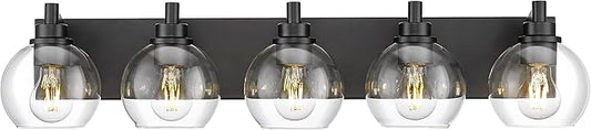 METWET Bathroom Light Fixtures, 5 Light Matte Black Vanity Light, 32 Inch by Metwet