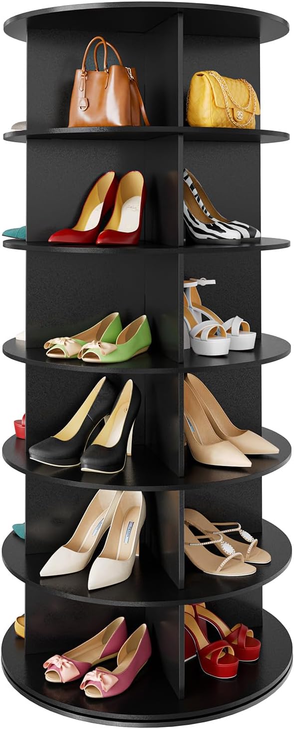 SpaceAid 6 Tier Rotating Shoe Rack Tower, Spinning Shoe Display Lazy Susan by SpaceAid