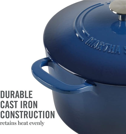 MARTHA STEWART Gatwick 7-Quart Enamel Cast Iron Dutch Oven Pot - Image 7