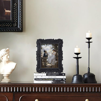 Antique Picture Frames 5x7 Vintage Victorian Ornate Picture Frames with Front Glass Wall Mount and Tabletop Gothic Home Decor Retro Gallery Wall Decor,1 Pack,Black
