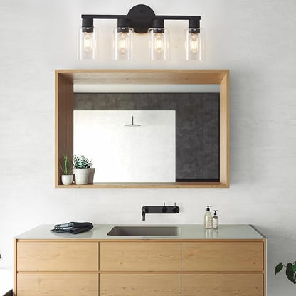 4 Light Bathroom Vanity Light, Matte Black Bathroom Light Fixtures - Image 6
