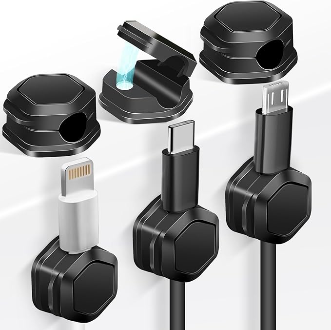 Cord Holder - Magnetic Cable Clips - Under Desk Cable Management - Adhesive by Unknown