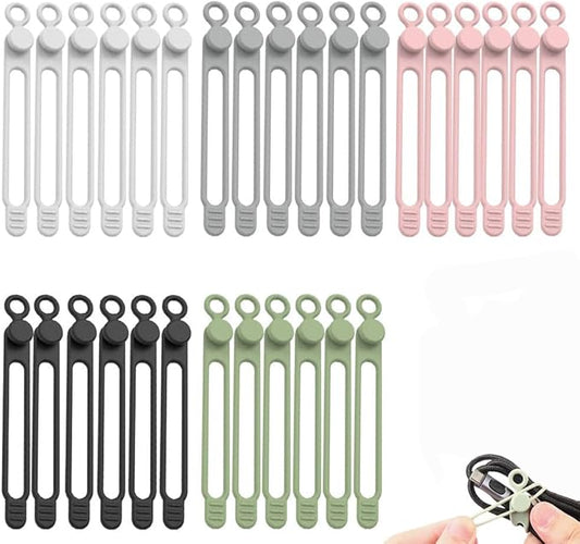 Data Cable Organizer, 2026 Upgrade Silicone Cable Ties Reusable Cable by AprYew