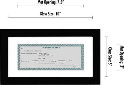 Americanflat 5x10 Document Frame - Matted to 3.5x8 - Black | Engineered Wood construction, Shatter-resistant glass, displays certificates, certifications and licenses
