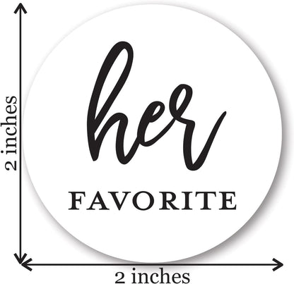 2"" Round His Favorite Her Favorite Wedding Favor Stickers - 80 cnt (40 of Each) (Black on White)