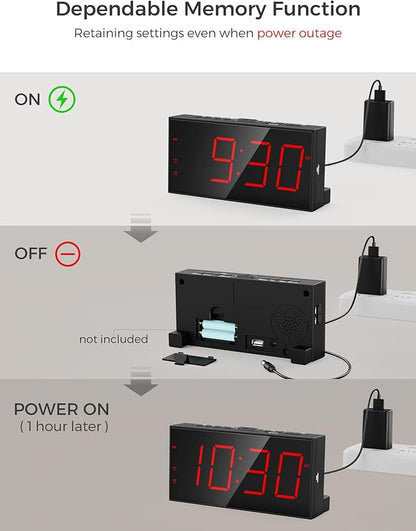 PPLEE Alarm Clock for Bedroom, Large Number Digital Clock - Image 6