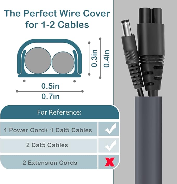 ZhiYo Wire Covers for 2 Cords, Wire Hider on Wall Mounted, 68in Cord Cover Kit - Image 2