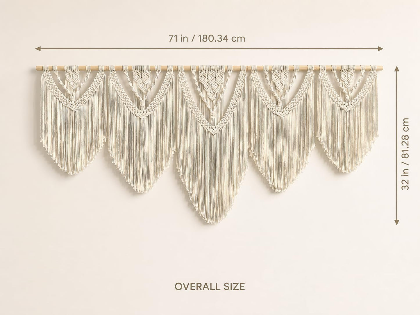 oiikain Large Macrame Wall Hanging Tapestry Boho Woven Wall Decor,rhombus 5 | Handmade Natural Rope Woven Design 71"x32" Large Size For Bedroom Living Room Nursery Wedding And Bohemian Home Decor