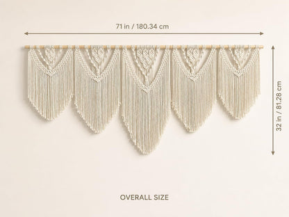 oiikain Large Macrame Wall Hanging Tapestry Boho Woven Wall Decor,rhombus 5 | Handmade Natural Rope Woven Design 71"x32" Large Size For Bedroom Living Room Nursery Wedding And Bohemian Home Decor