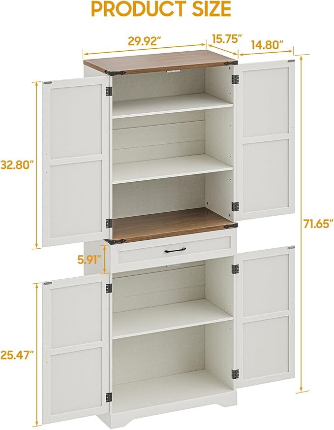 72" Tall Farmhouse Kitchen Pantry, Farmhouse Storage Cabinet - Image 2