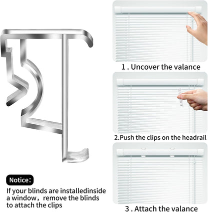 12 Pcs Valance Blind Clips Replacement Clear 2 Inch Plastic Hidden Clips for Horizontal Blinds