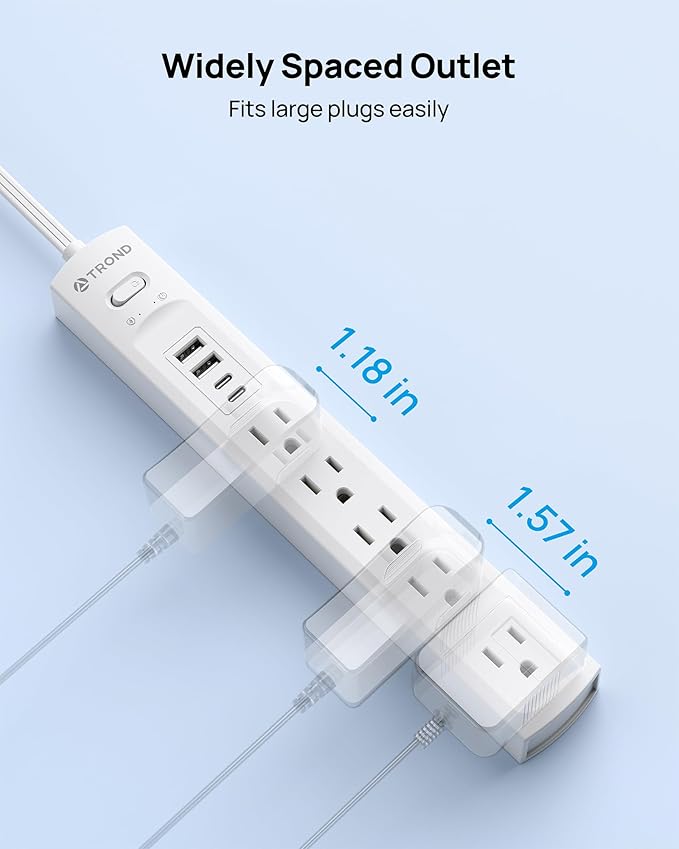 TROND 360° Rotating Plug Surge Protector Power Strip, 2 USB C and 2 USB A - Image 7