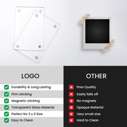 Acrylic 2 x 3 Magnetic Picture Frame for Fridge – Pack of 20 Clear Double-Sided Polaroid Frame for Small Picture – Durable Wallet Size Magnet Photo Frame for Refrigerator or Locker Decor