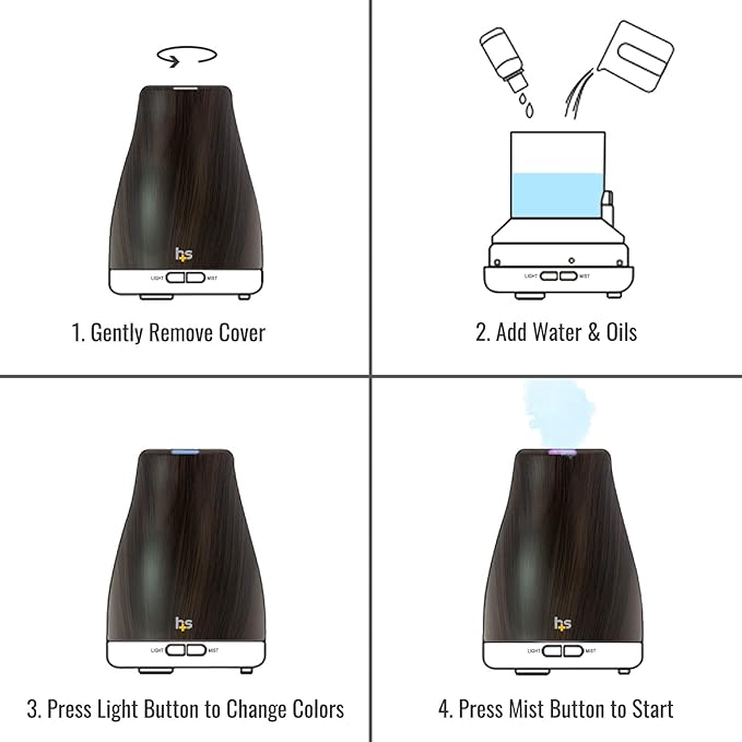HealthSmart Essential Oil Diffuser, Cool Mist Humidifier and Aromatherapy - Image 4