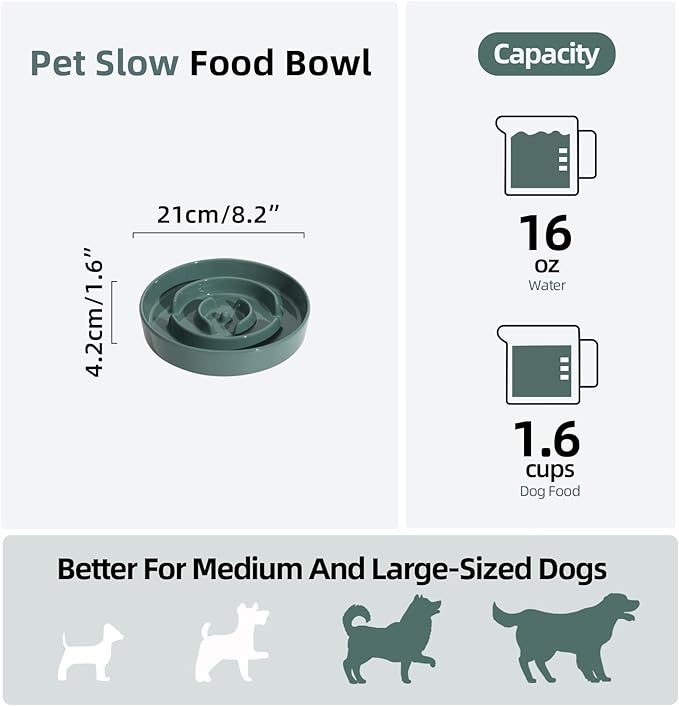 Ceramic 1.6 Cup Slow Feeder Dog Bowl - Image 2