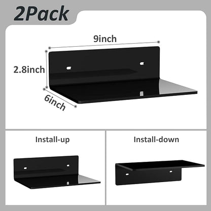 9 Inches Acrylic Wall Shelves 2 Pack, Floating Shelf - Image 3