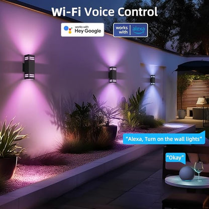 KIZON Modern Smart Porch Lights RGBCW, Dusk to Dawn Outdoor Lights Color - Image 5