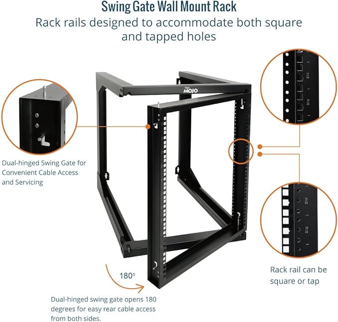 Tecmojo 12U Wall Mount Server Rack, Open Frame Network Rack - Image 3