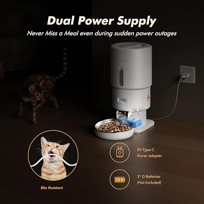 Automatic Cat Feeder - 5L Anti-Clog Cat Food Dispenser Keeps 2-15mm Dry Food - Image 7