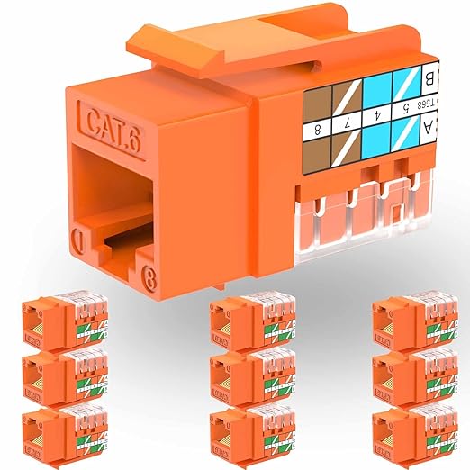 Rapink RJ45 Keystone Jack Cat6 10G Support, Cat6 Keystone Jacks UTP 10 Pack by Rapink