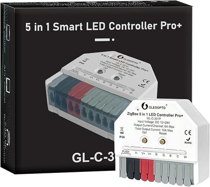 GLEDOPTO ZigBee 3.0 Pro Mini LED Strip Controller 5 Modes in 1 RGBCCT RGBW RGB by GledoptoSmartHome