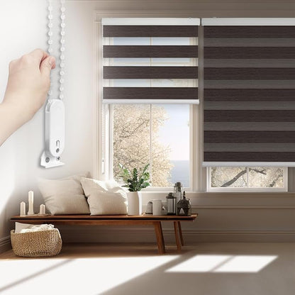 FOIRESOFT Standard Custom Blackout Zebra Roller Blinds Dual Layer Privacy Shade by Foiresoft