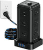 NVEESHOX Surge Protector Power Strip Tower, 10 FT Flat Plug Extension Cord by NVEESHOX