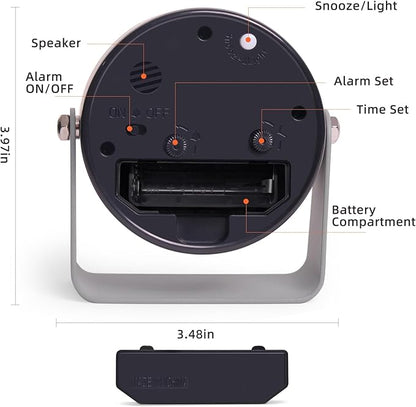 Analog Alarm Clock, Silent Non-Ticking Quartz Movement, Battery-Operated - Image 3