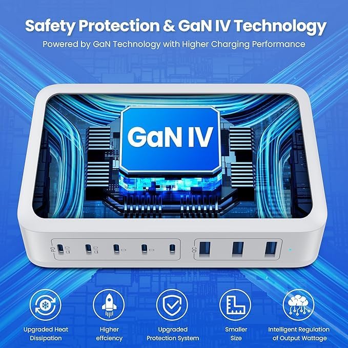 USB C Charger Block 515W GaN IV 8 Port Fast Charging Station Hub, Dual PD 100W - Image 5