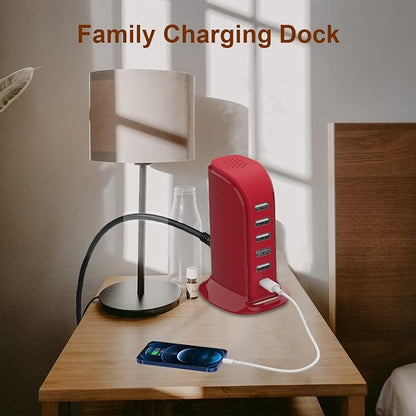 USB Phone Charger 6 Ports 40W Upoy, Type C Wall Charger Smart 6A, Charging Tower - Image 4