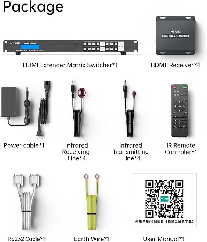 MT-VIKI 4K HDMI Matrix Extender 4x4 4K60Hz 4:4:4 Over CAT6/7/8 Cable, Matrix - Image 7