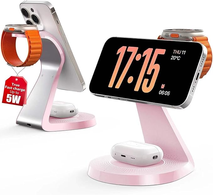 3 in 1 Charging Station for Apple Devices, Mag-Safe Charger Stand Fast Charging by LONGCONN
