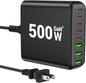 500W USB C Charger Block, 8-Port USB C Charging Station Fast Charging PD 120W by BURUDU