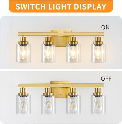 DIKAIDA Bathroom Vanity Light, 4-Light Modern Matte Gold Wall Sconce Lighting - Image 5