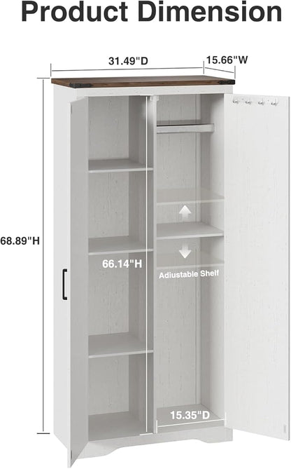 69" Tall Storage Cabinet with Adjustable Shelves, Farmhouse Pantry Organize - Image 2