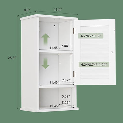 Small Bathroom Wall Cabinet, Slim Single Louvered Door Narrow Over The Toilet - Image 2