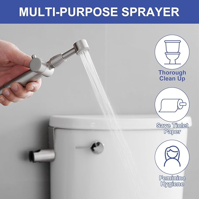 Brushed Nickel Handheld Bidet Sprayer Attachment - Image 3