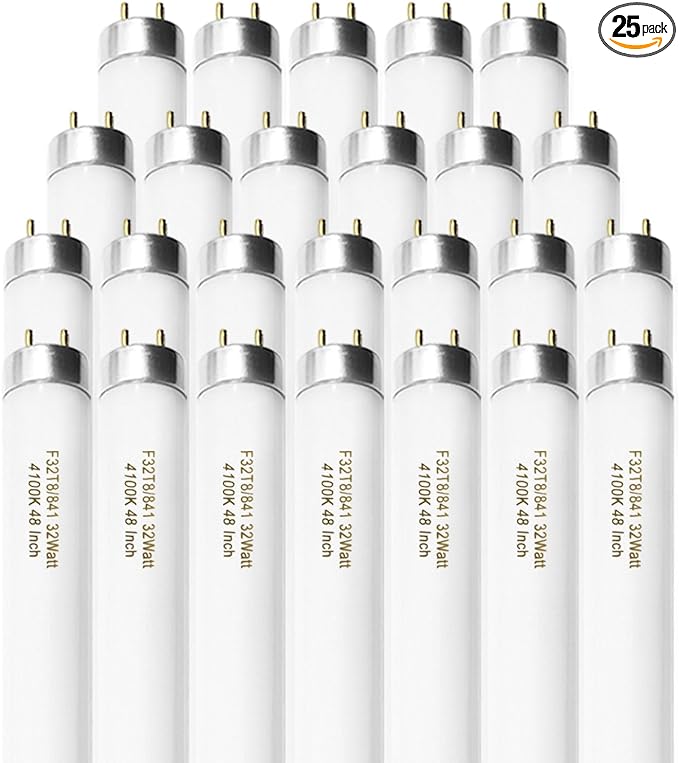 25 Pack F32T8/841 Fluorescent Tube 48 Inch, T8 Fluorescent Light Bulb 4 Foot 32 by Konideke