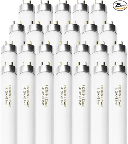 25 Pack F32T8/841 Fluorescent Tube 48 Inch, T8 Fluorescent Light Bulb 4 Foot 32 by Konideke