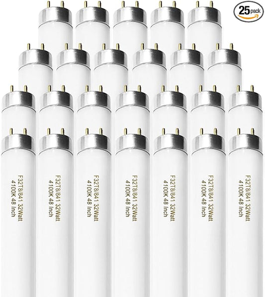 25 Pack F32T8/841 Fluorescent Tube 48 Inch, T8 Fluorescent Light Bulb 4 Foot 32 by Konideke
