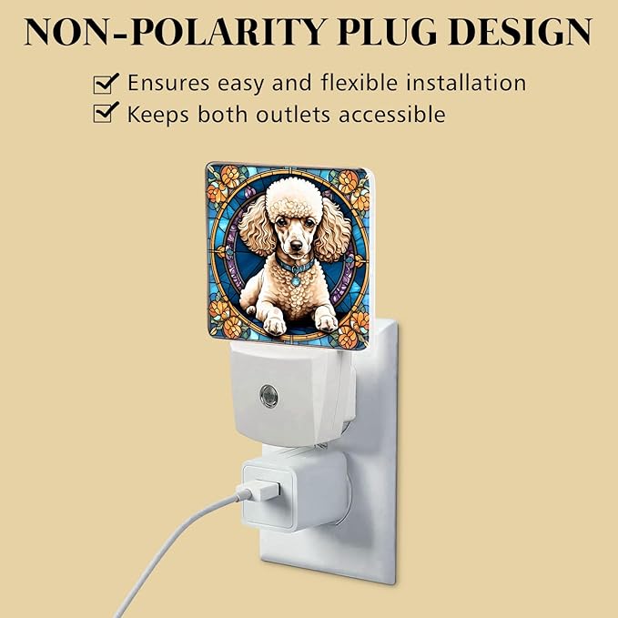 PODMemory Poodle Stained Glass Night Lights Plug into Wall - Image 4