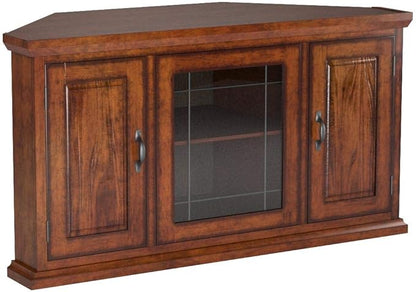 Leick Home 80385 Leaded Glass Three Door Corner TV Stand - Image 6