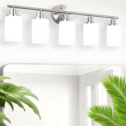 Guliaofo 5-Light Brushed Nickel Vanity Lights, Bathroom Light Fixtures - Image 8