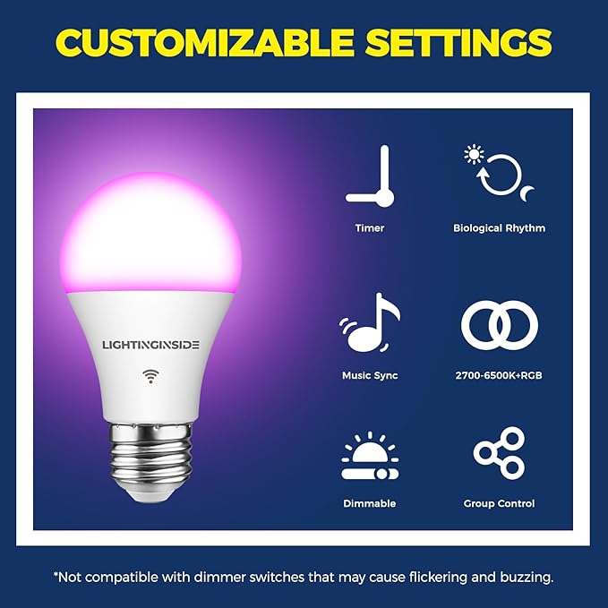 Lightinginside Smart Light Bulbs 60W Equivalent, WiFi Smart Bulb Compatible - Image 8